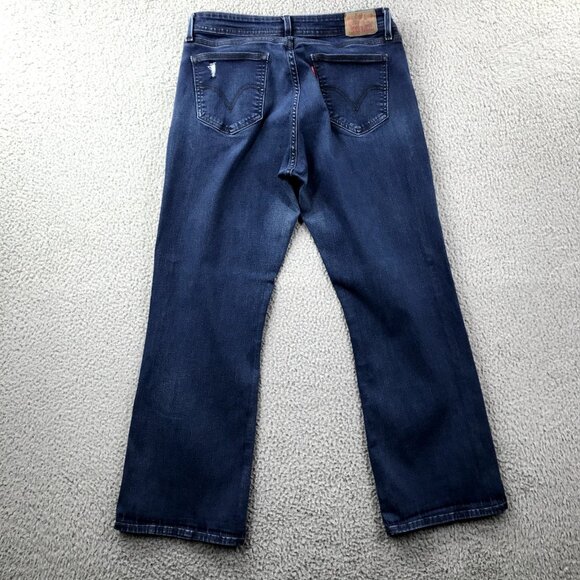 LEVIS 529 Womens Size 32 Dark Wash Mid Rise Distressed Curvy Bootcut Jeans 32x28 - Picture 2 of 16